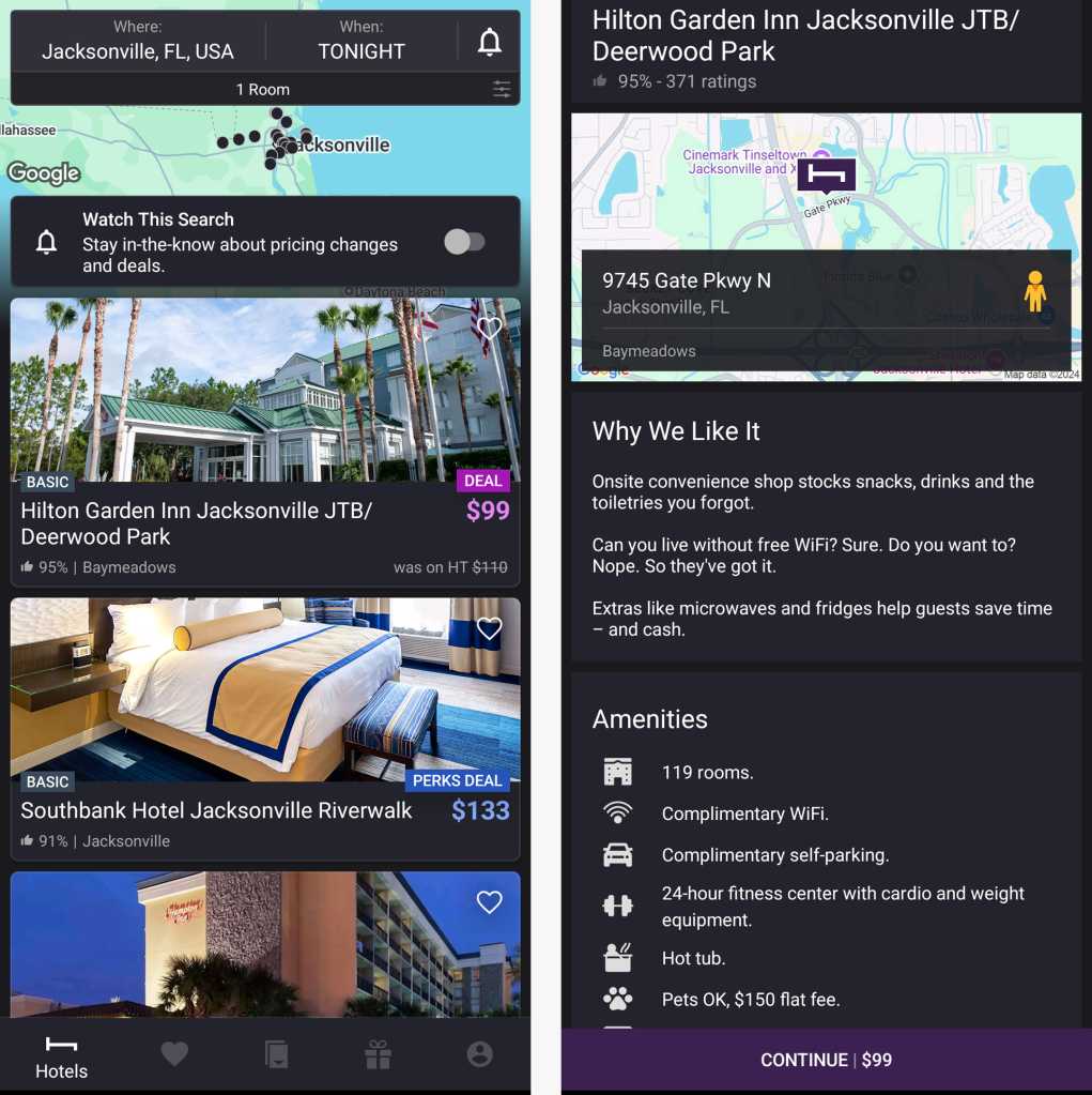 android seyahat uygulaması - hoteltonight