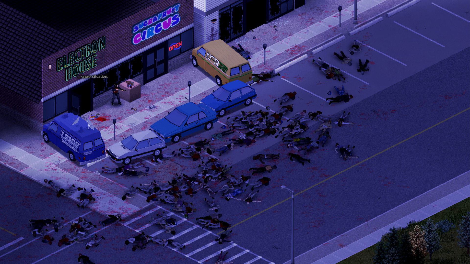 proje-zomboid-inşa-42-kararsız-hayatta kalma-oyunları-ai-sanat-indie-taş-ifadesi-1 Project Zomboid 42 sanat eseri inşa ediyor: Hayatta kalma oyunu Project Zomboid'de zombilerle dolu bir sokak