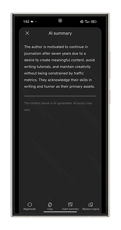 HyperOS'un AI not alma özelliğini gösteren bir Xiaomi akıllı telefondan alınan ekran görüntüsü.