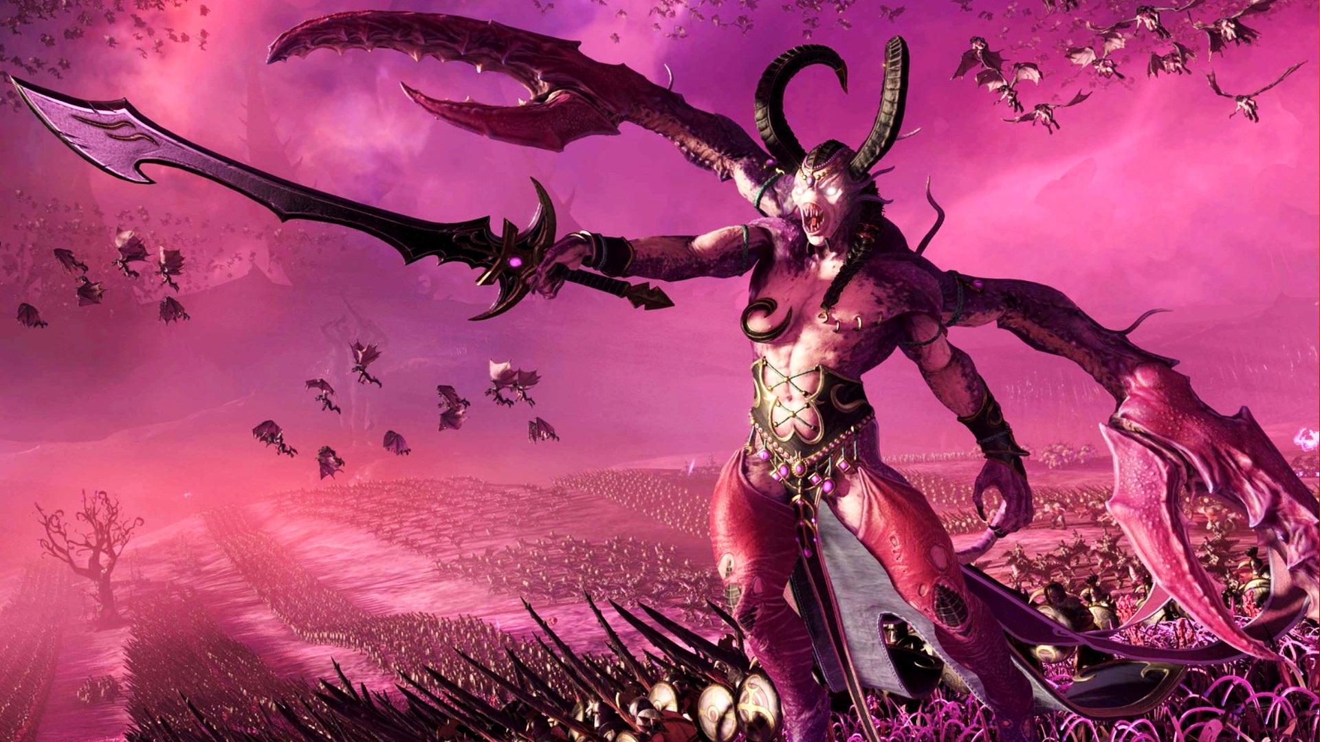total-war-warhammer-3-slaanesh Total War Warhammer 3 - Slaanesh, güçlerini savaşa yönlendiriyor.
