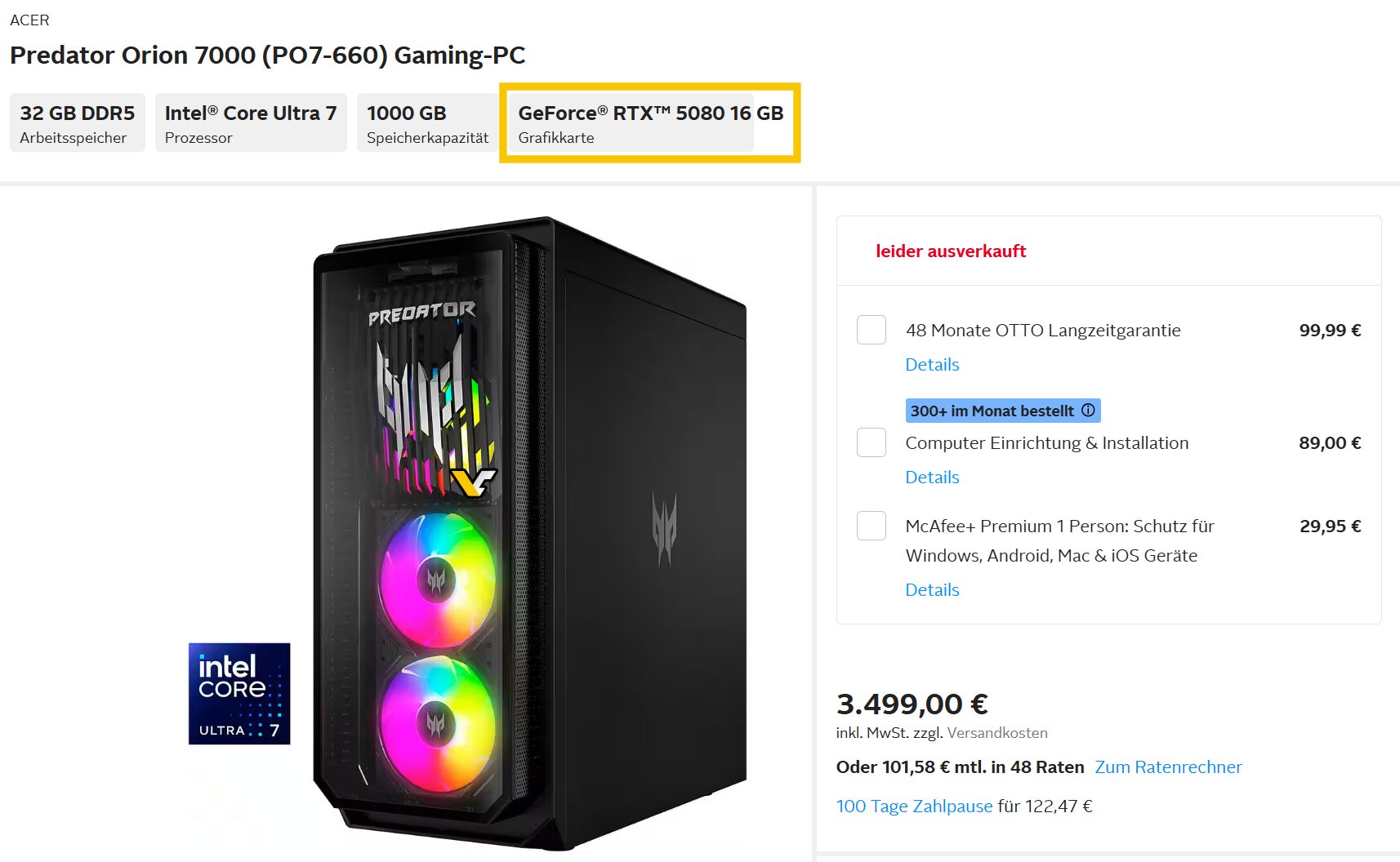 Orion 7000 RTX 5090 listesi