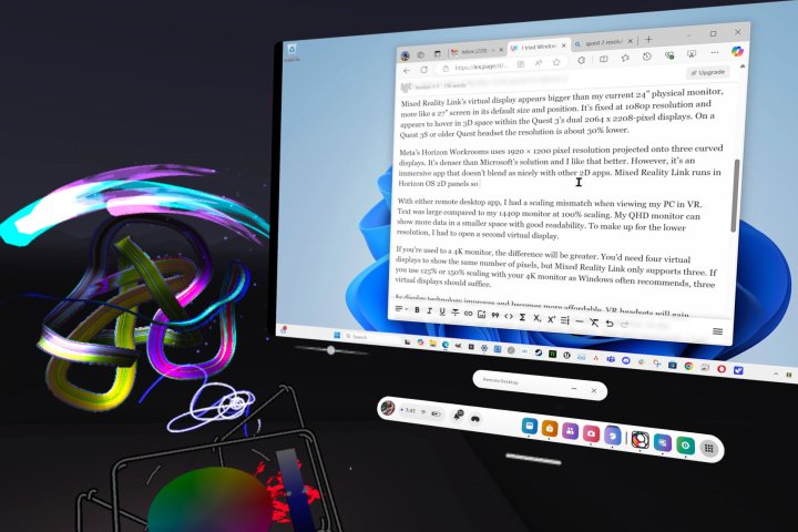 My Quest 3, Windows masaüstümü OpenBrush gibi sürükleyici uygulamalarda gösterebilir.
