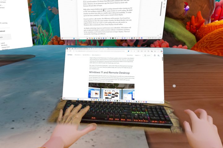 Microsoft'un Karma Gerçeklik Bağlantısı sanal monitörleri düzenlememe izin verdi ancak düzeni kaydetmedi.