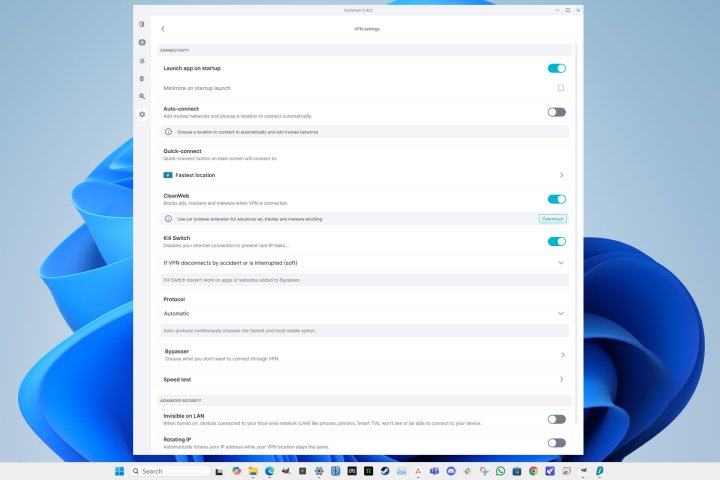 Surfshark'ın VPN bağlantı ayarlarını yapmak için birçok seçenek vardır.