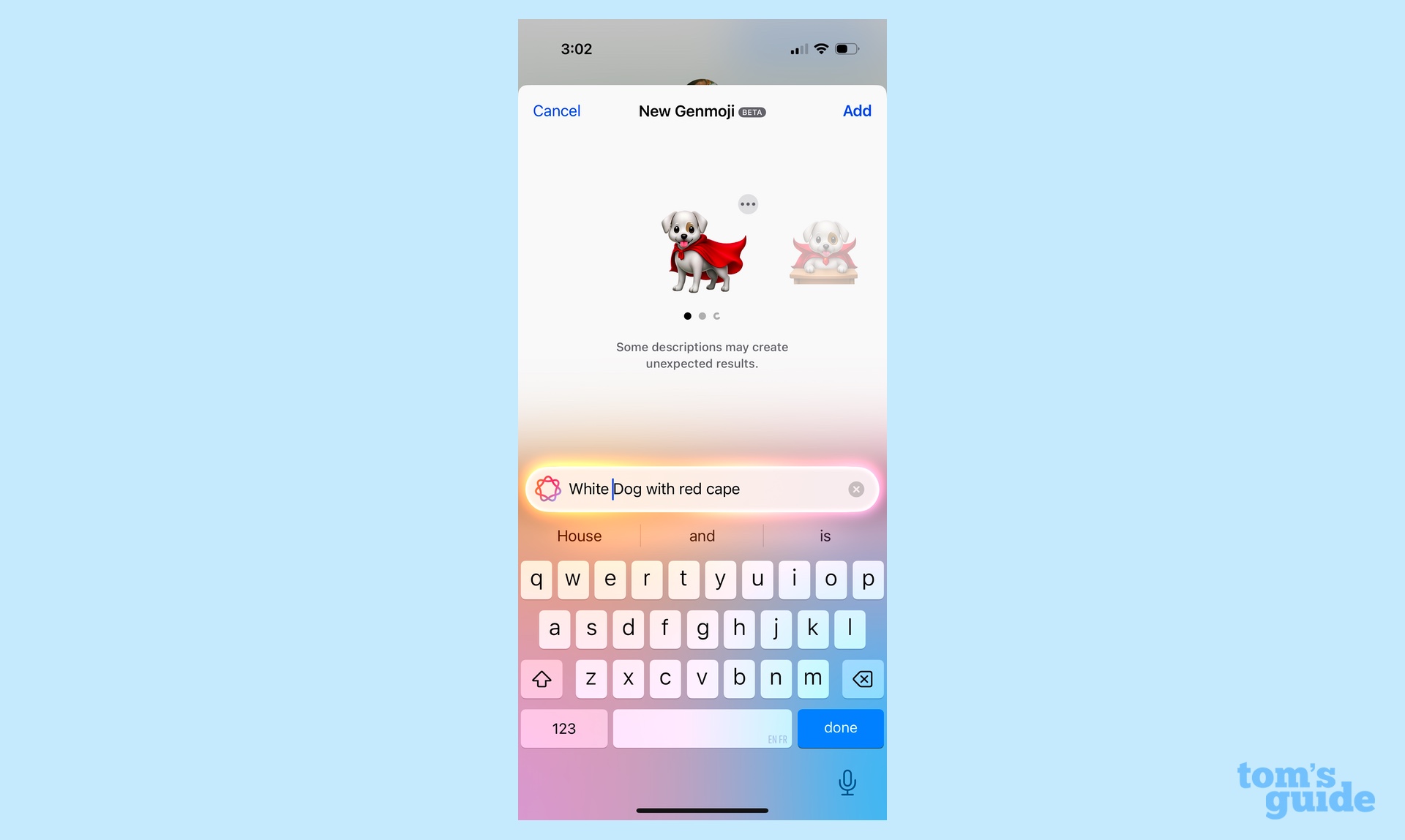iPhone 16'da Genmoji yaratımı