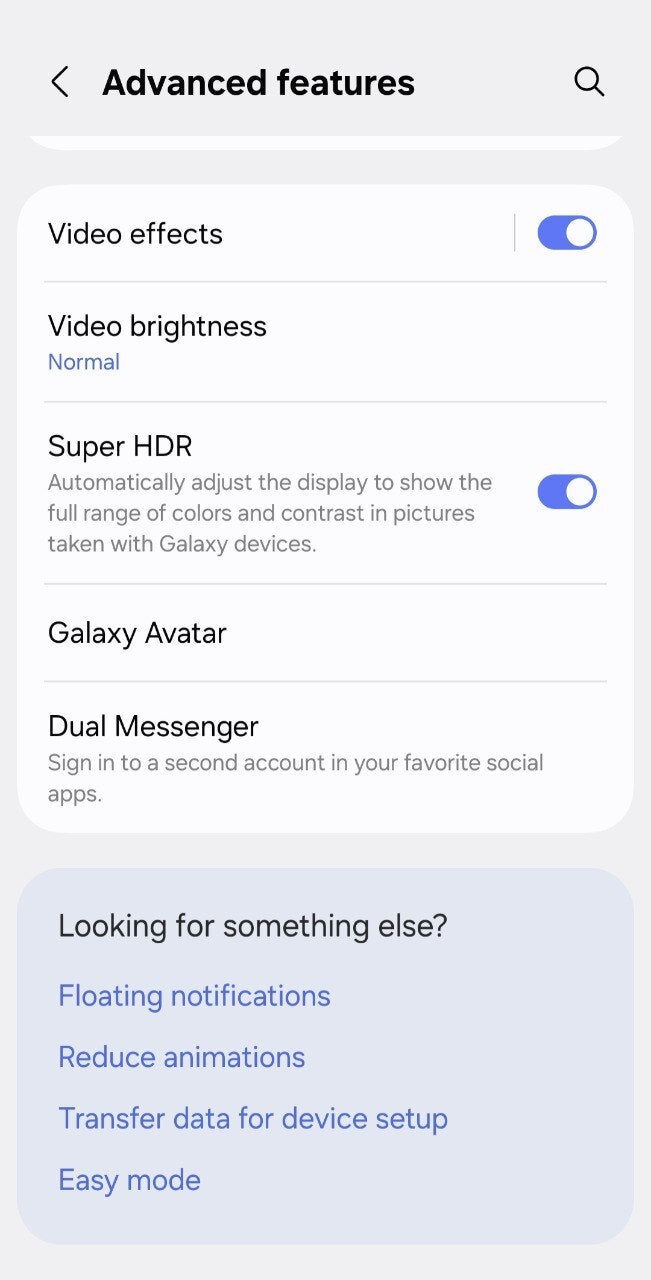 One UI 7'deki HDR parlaklık ayarının ekran görüntüsü