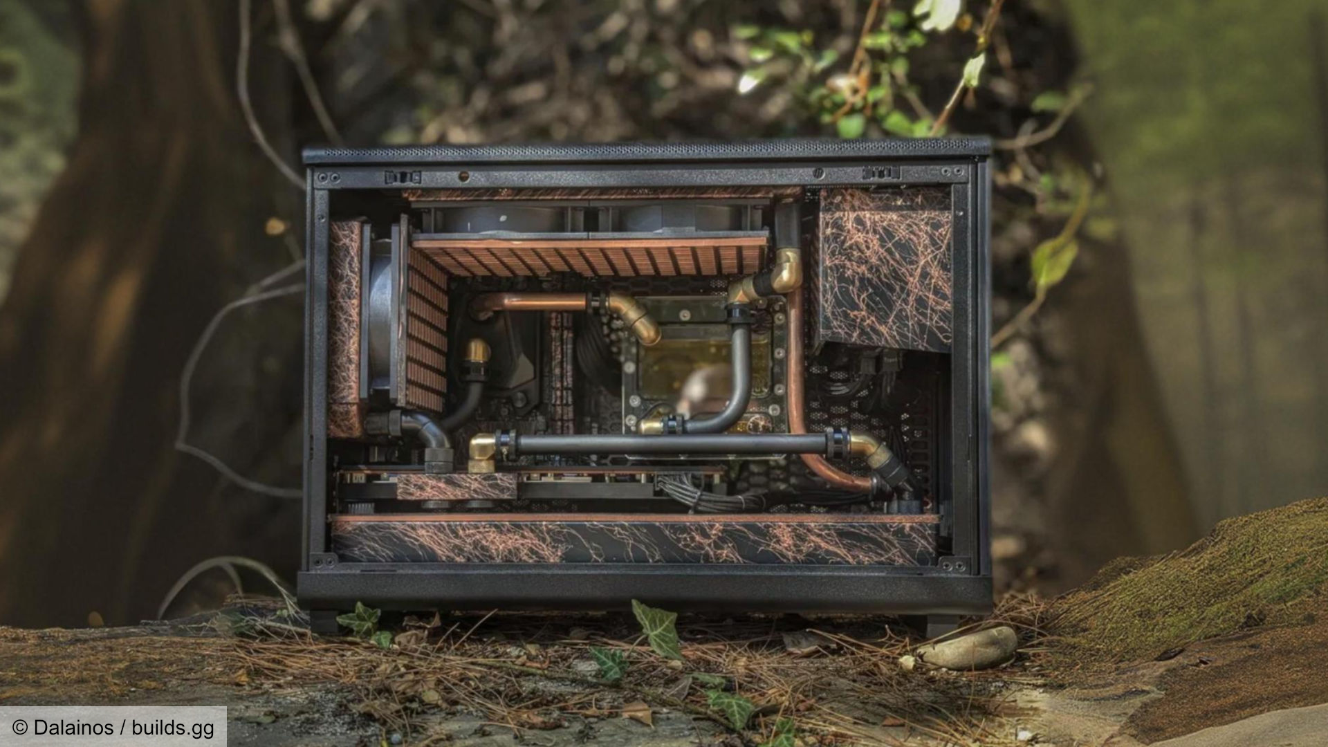 rustik-doğa-amd-oyun-pc-derleme-alt AMD bileşenlerini kullanan rustik, doğa temalı oyun bilgisayarı yapısı