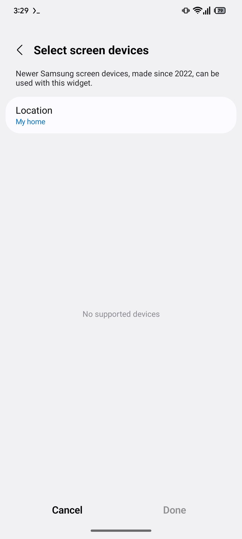 Yeni SmartThings Samsung TV widget'ının ekran görüntüsü