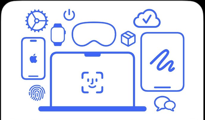 Eylül 2024'te Apple Destek sayfasında yayınlanan Mac'teki Face ID logosu