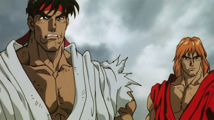 Ryu ve Ken, Street Fighter 2: The Animated Movie'de düşmanlarıyla yüzleşiyor.