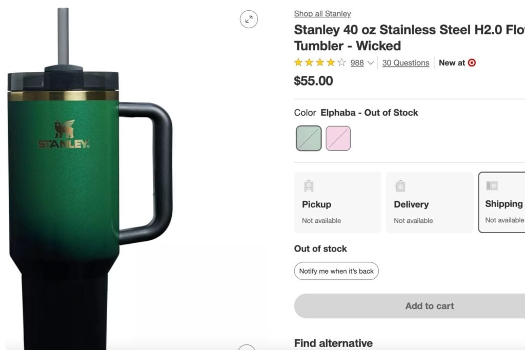 Kötü Stanley Bardak Tükendi