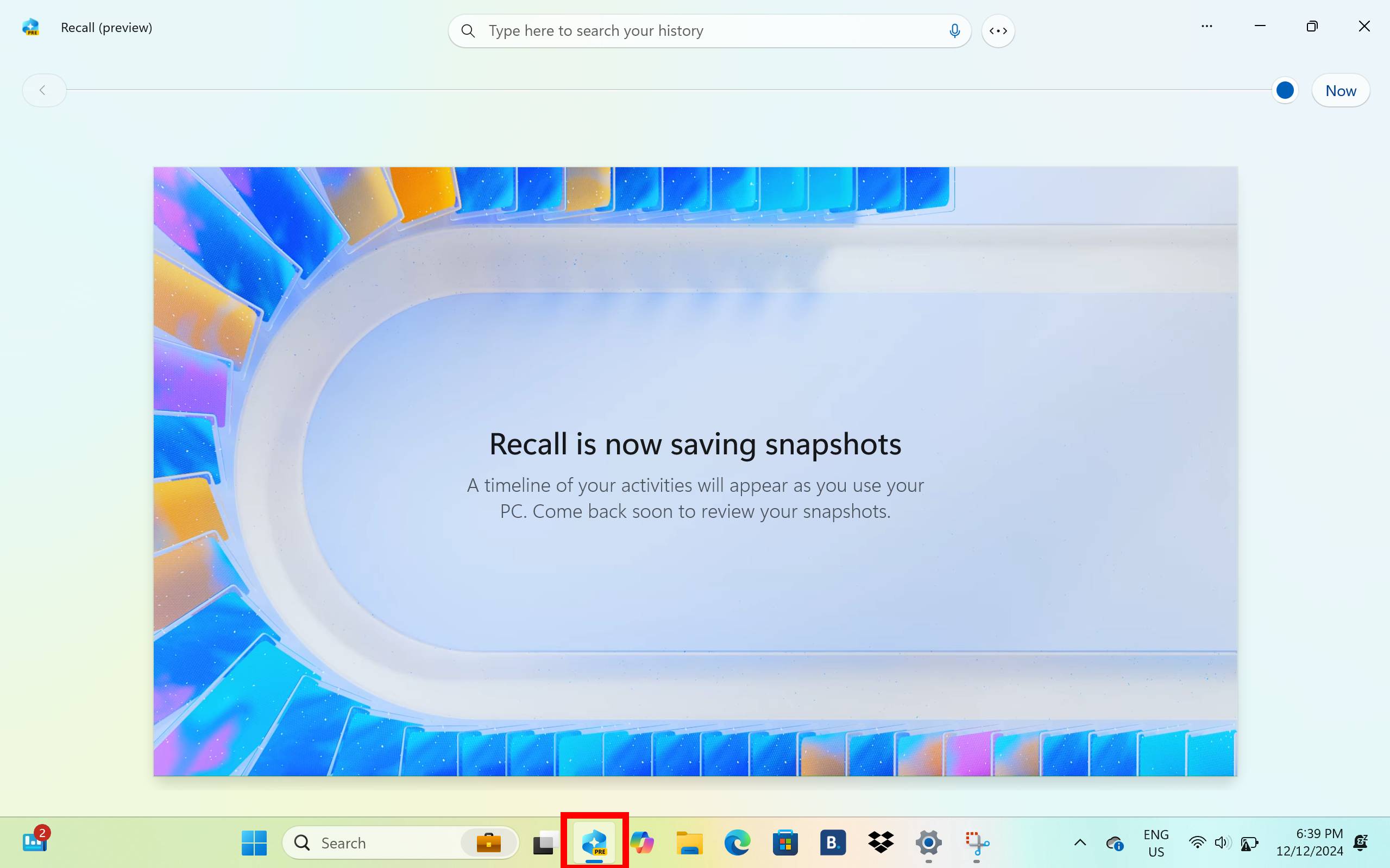 Windows PC'de Windows Geri Çağırma uygulaması