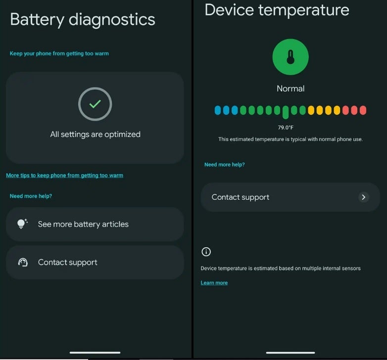 Güncellemeden sonra (R), Google'dan bir ipucuyla birlikte Pixel'inizin sıcaklık okumasını alabilirsiniz. | Resim kredisi-9to5Google - Artık telefonun ısısını ölçerken Pixel'inizden ağzını açmasını isteyebilirsiniz