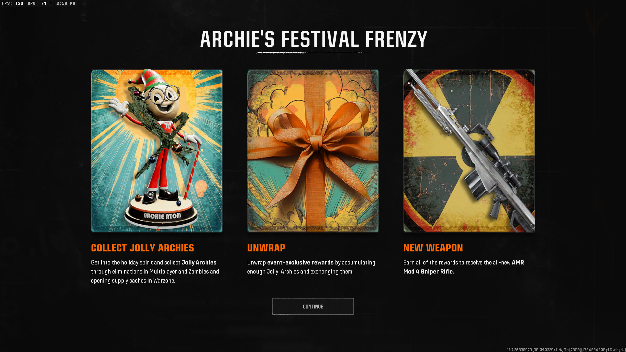 Call of Duty: Black Ops 6'daki Archie'nin Festival Çılgınlığı etkinliğinin ekran görüntüleri.