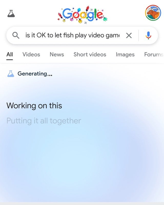 Google'ın yeni AI arama genel bakış arayüzünün ekran görüntüsü