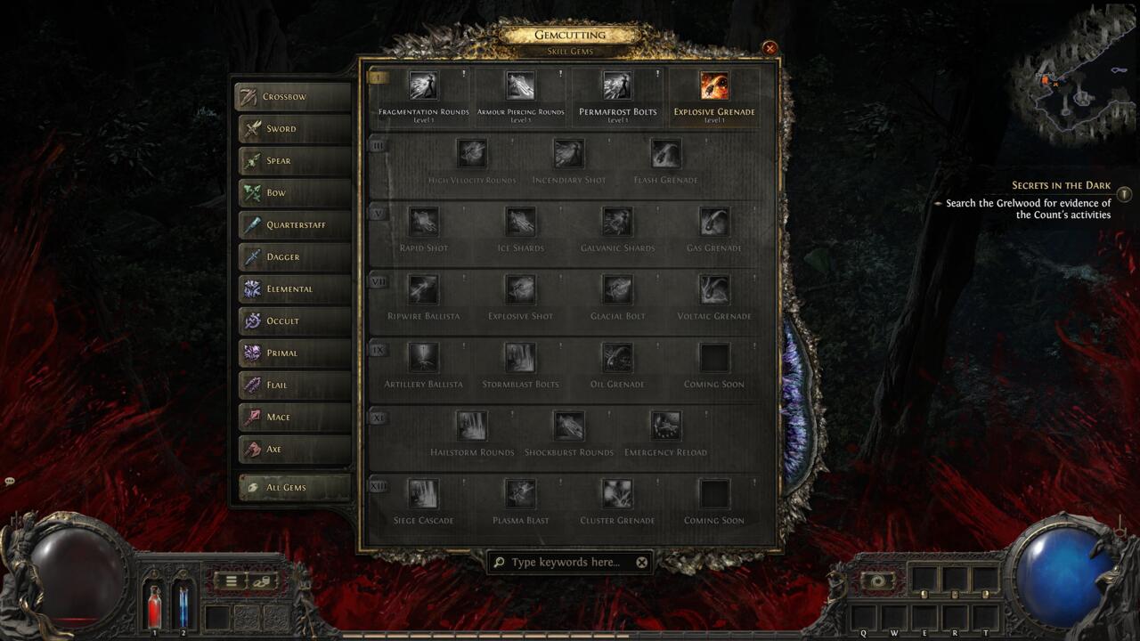 Path of Exile 2'de Paralı Asker için mevcut beceriler.