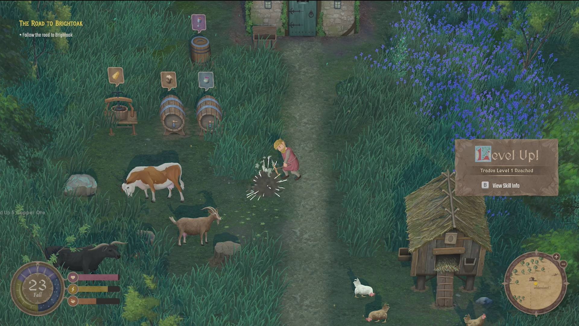 mirthwood-kış-güncellemesi-düşen-yıldızların-gecesi-savaş-yeniden-yeni-ekinler Bir adam, çevresinde hayvanlar otlarken bir video oyununda ürün yetiştirmeye çalışıyor