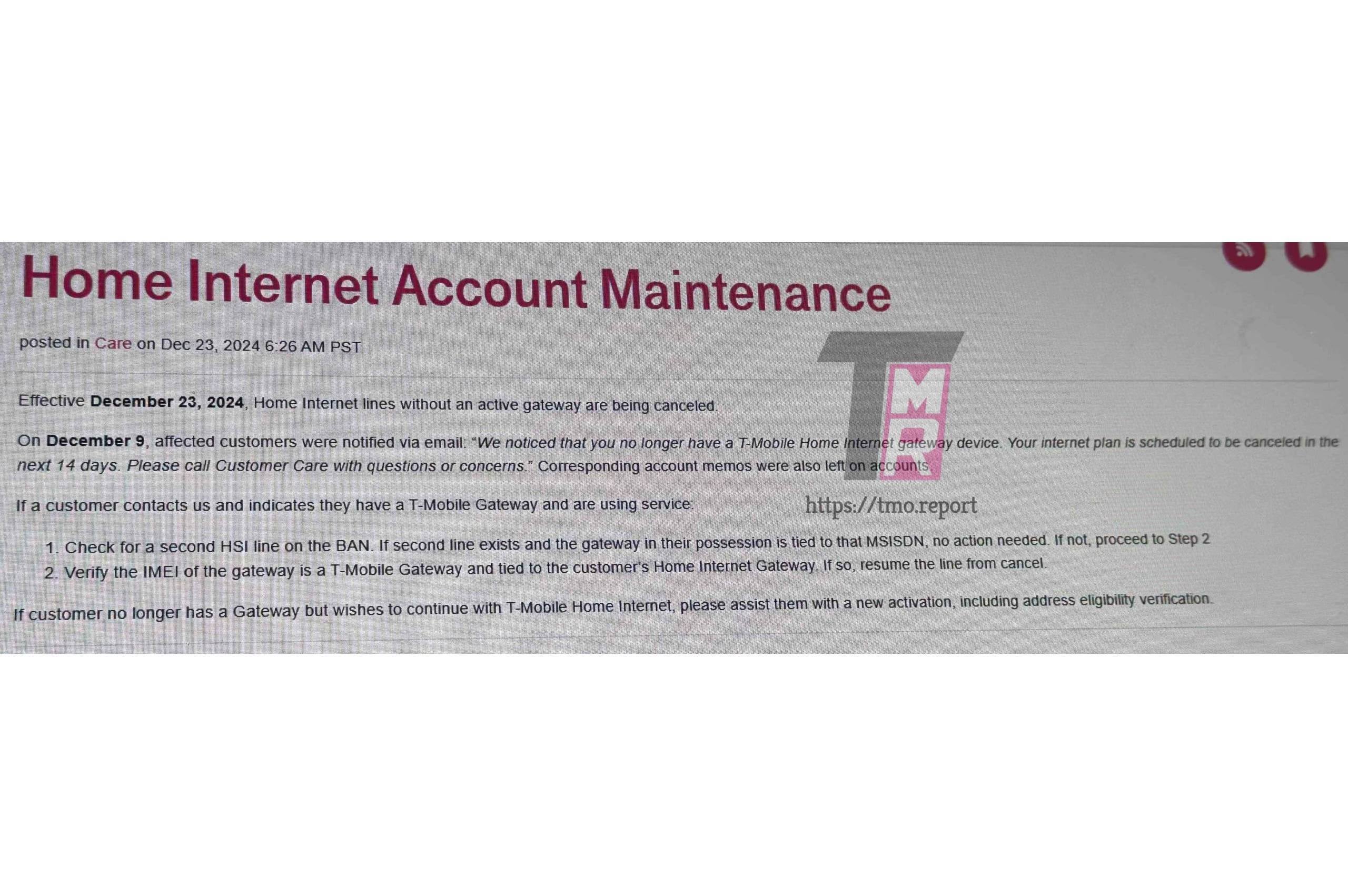 T-Mobile 5G ev interneti iptali