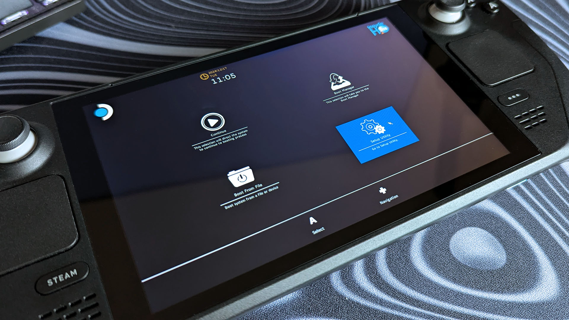 Valve'ın Steam Deck'indeki BIOS menüsü