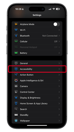 iOS 18 ayarlar ekranı çeşitli seçenekleri gösterir.