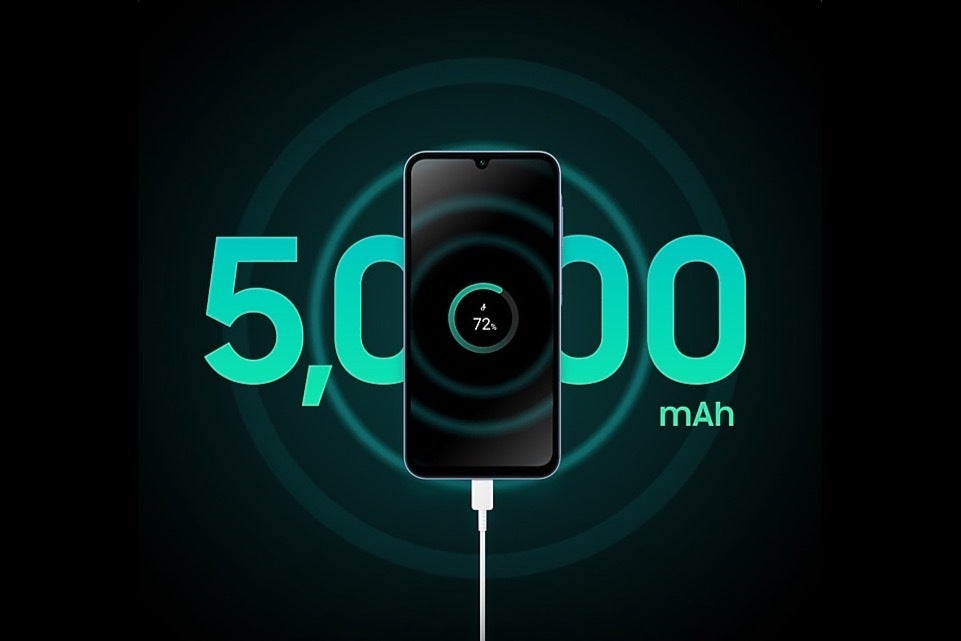 Samsung Galaxy A16 5G'nin pil teknik özelliklerinin pazarlama görseli