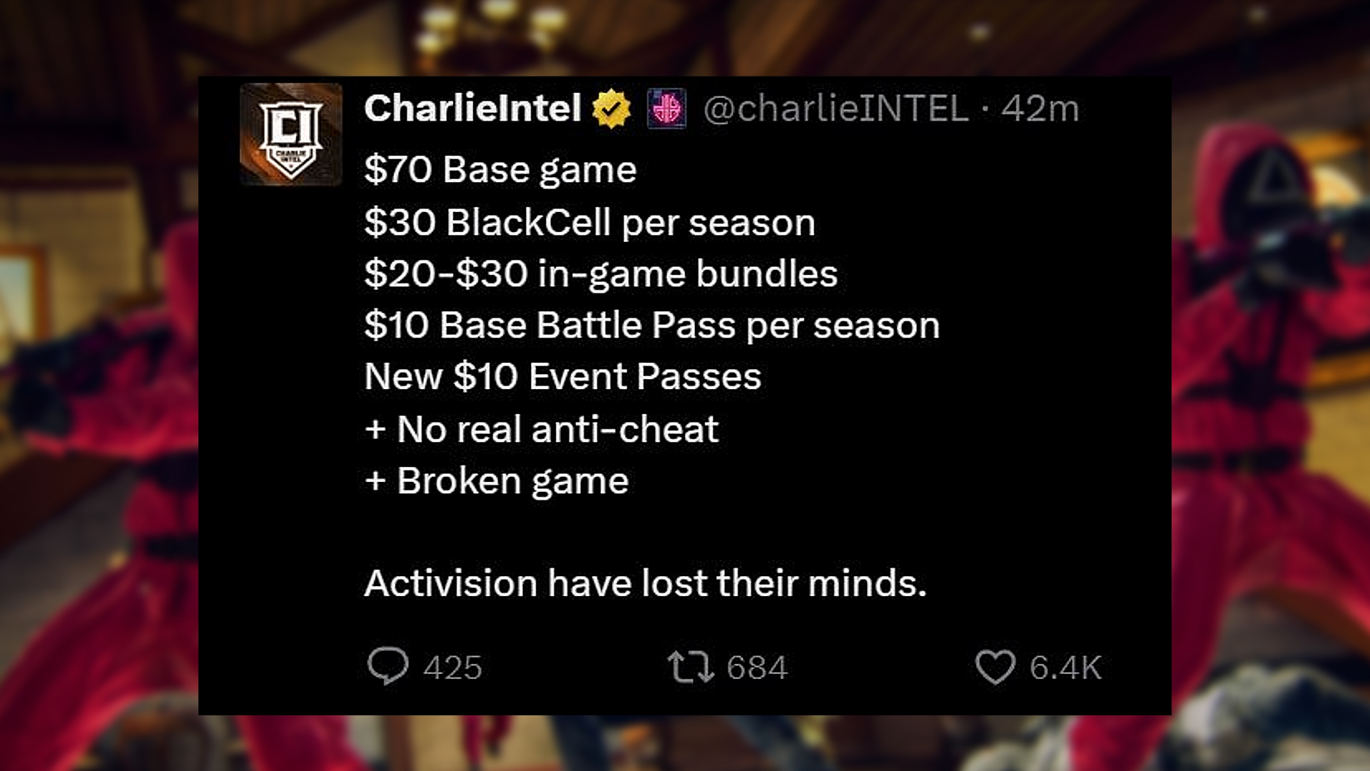 Black Ops 6 Squid Game: CharlieIntel'den bir X gönderisinin ekran görüntüsü