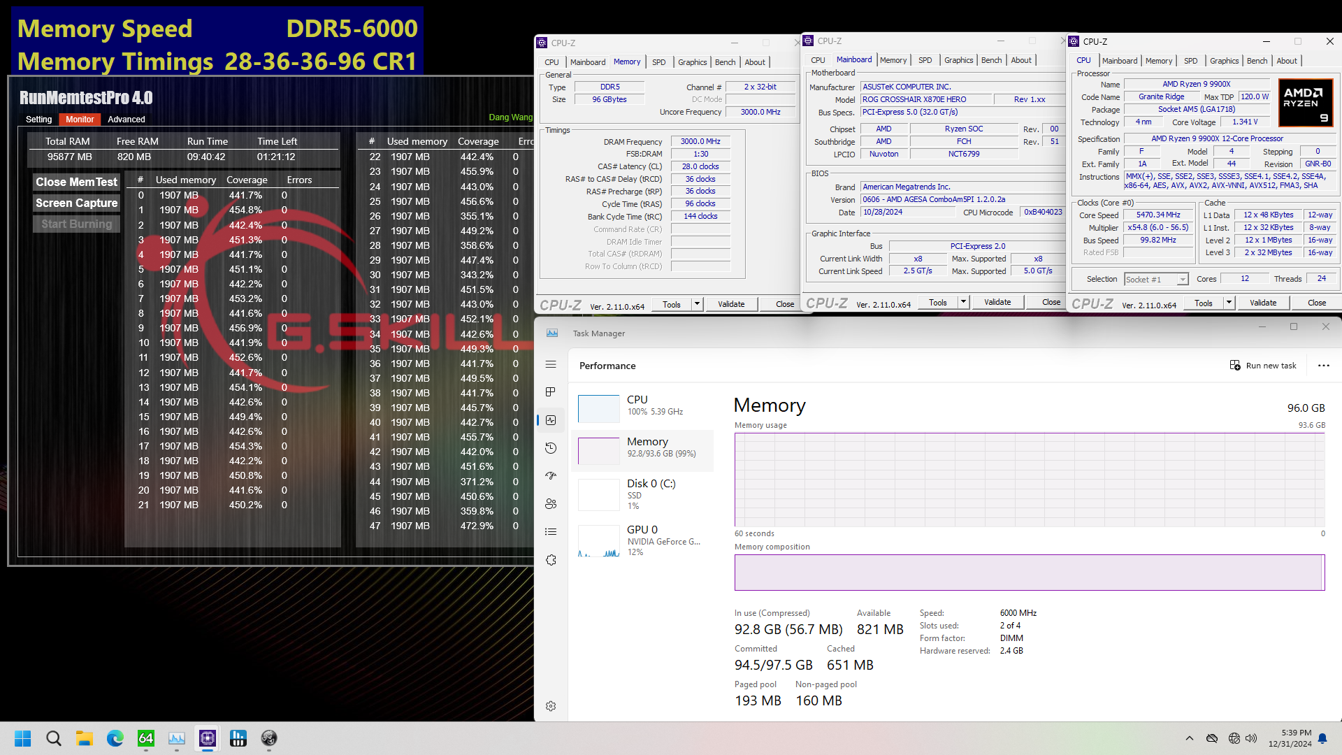 CL26 ve CL28 DDR5 6000 bellek kitleri için G.Skill MemtestPro 4.0