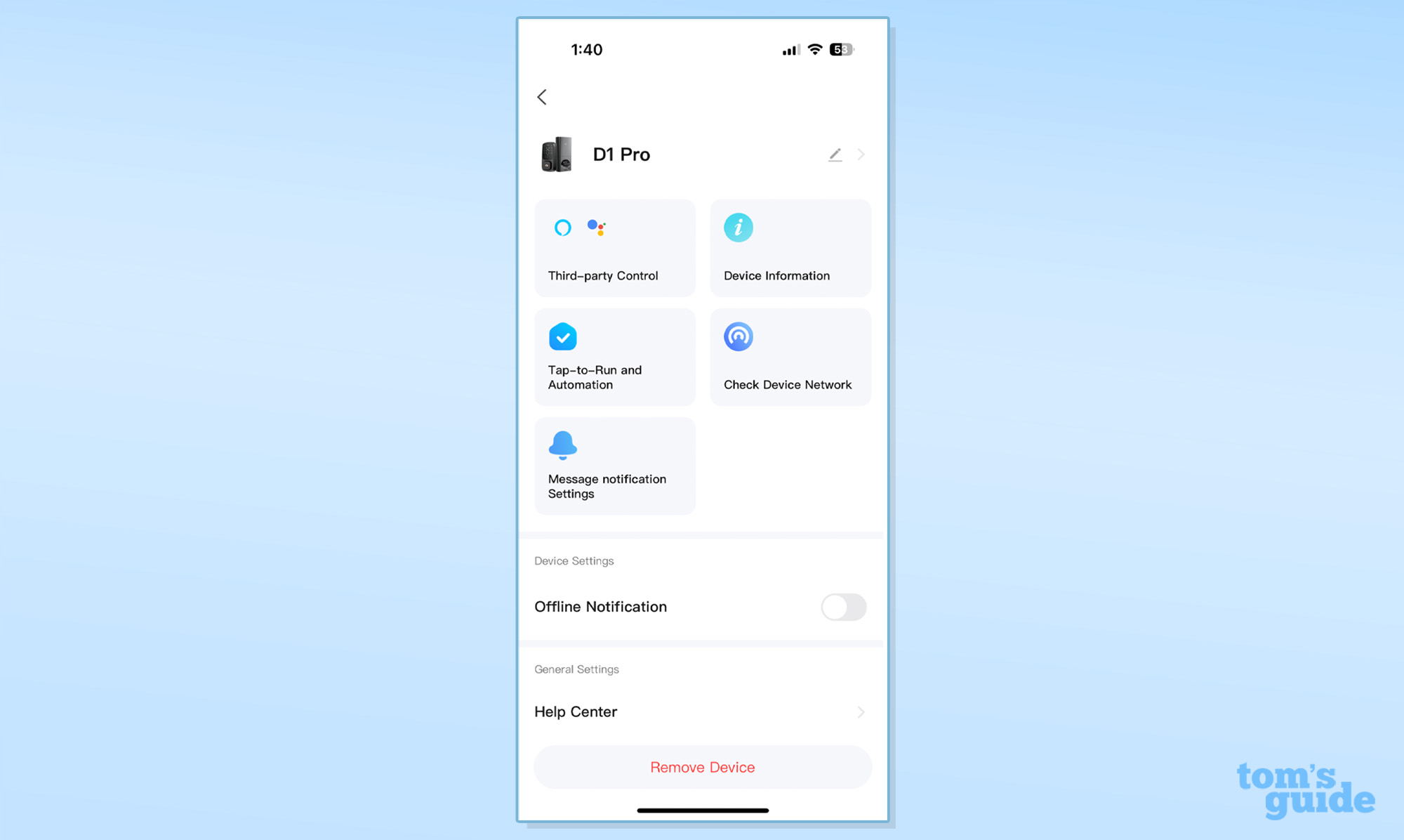 TCL D1 Pro uygulaması ekran görüntüsü