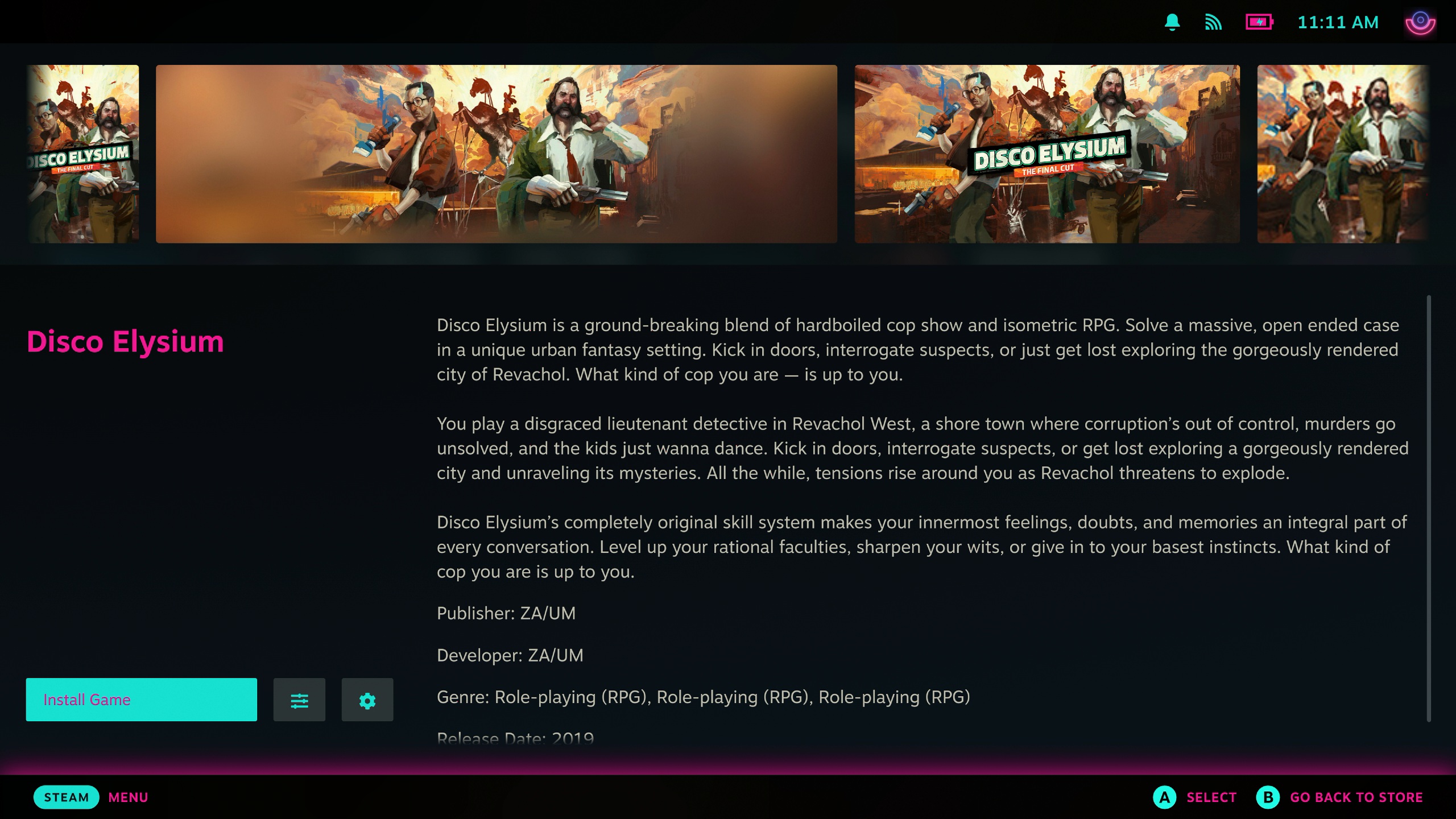 Steam Deck'teki Decky Loader için Junk-Store'da oyun listeleyen kullanıcı arayüzü