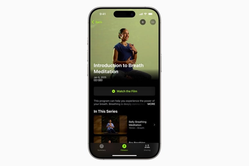 Apple Fitness+ Nefes ve Meditasyon'dan görüntü