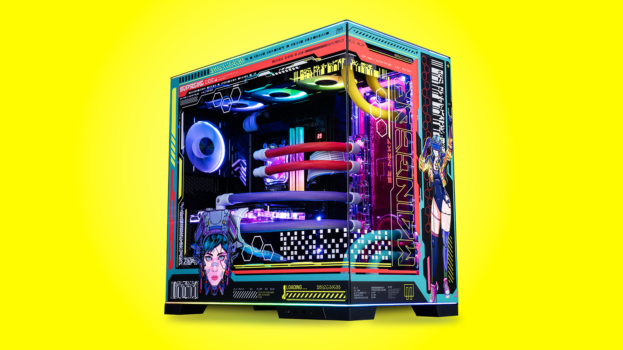 Sarı arka planda Maingear Apex Rush Cybergamer oyun bilgisayarı