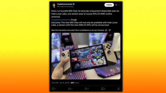 msi-pençe-söylenti-tweet msi pençe söylentisi ekran görüntüsünde Özel: Yeni MSI Claw yalnızca Intel Lunar Lake ile birlikte mevcut olmayacak, yeni AMD Z2 APU'lu bir versiyon da duyurulacak.