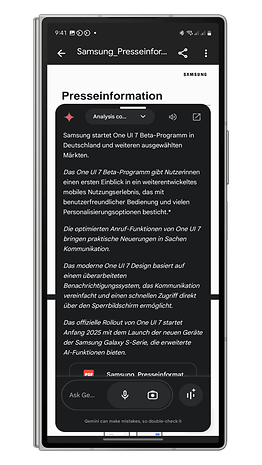 Samsung'un Almanya ve diğer pazarlardaki One UI 7 beta programına ilişkin basın açıklaması.