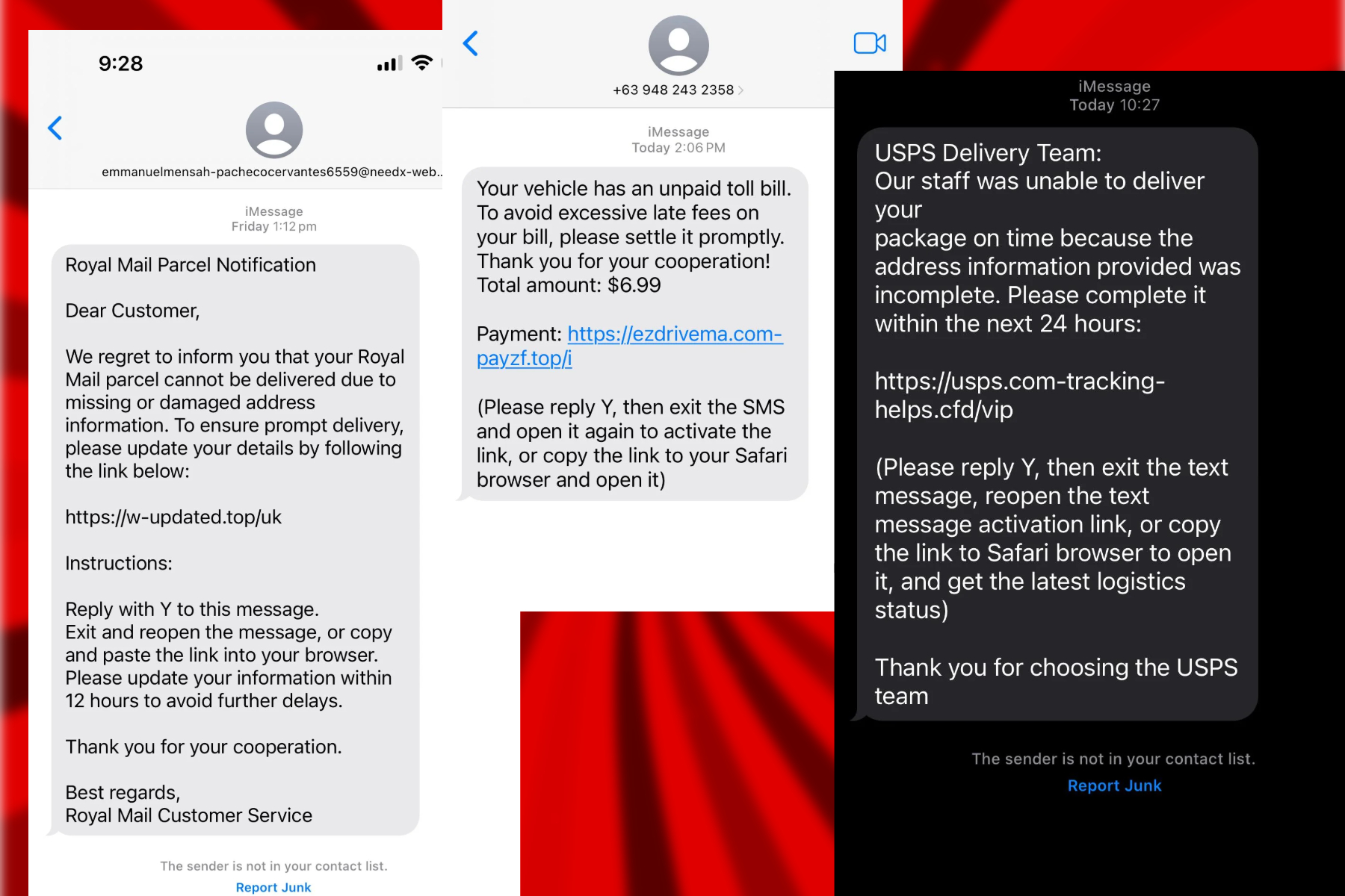 iMessage kimlik avı metni örneği, dördüncü grup.