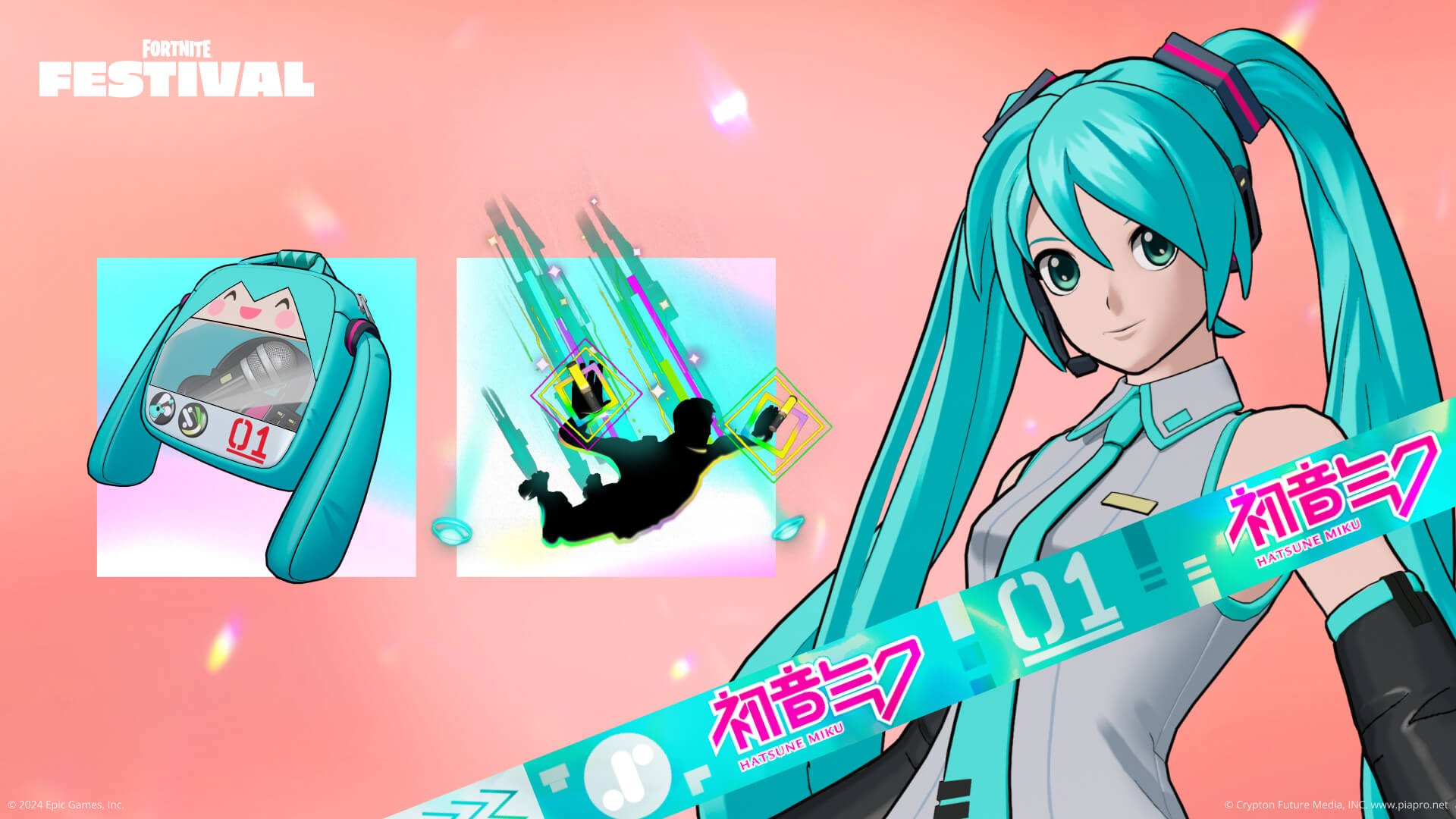 Fortnite Hatsune Miku Kıyafeti, Pack-sune Miku Sırt Blingi ve Miku Light Contrail