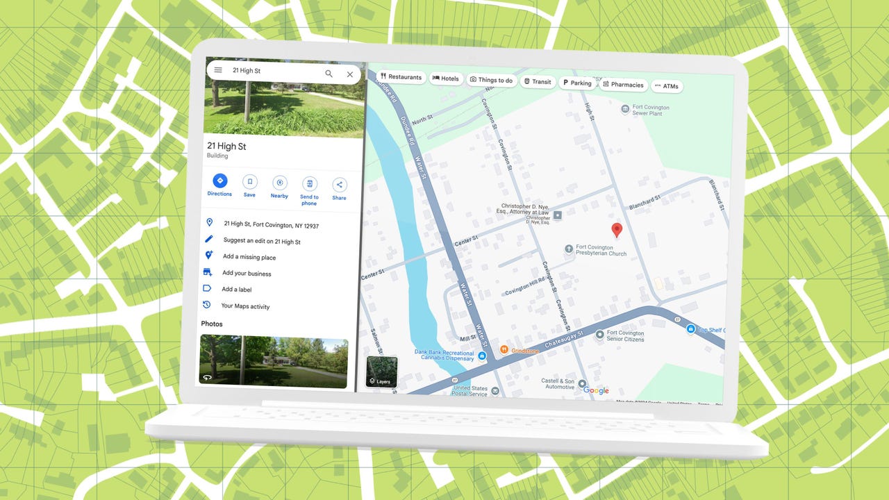 Harita arka planına sahip bir dizüstü bilgisayarda Google Haritalar.