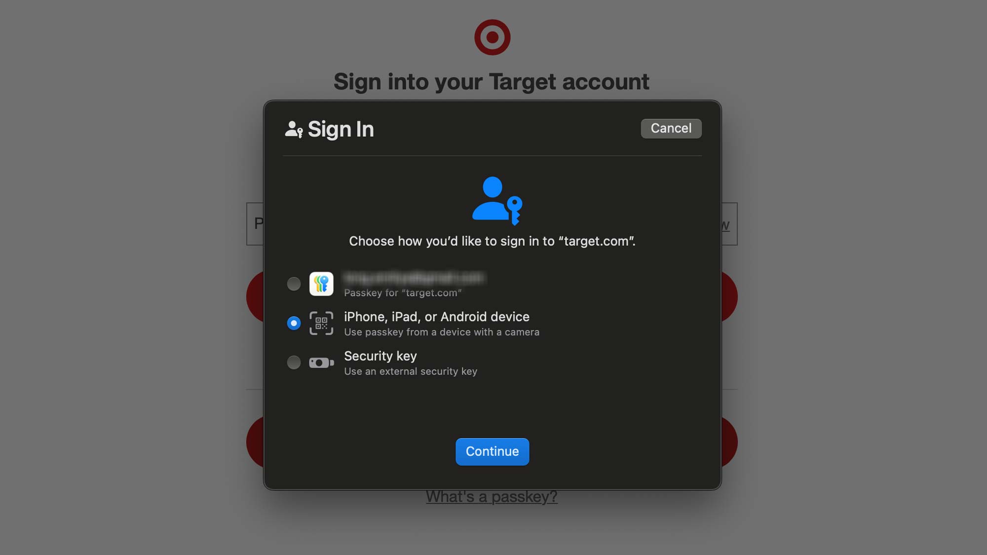 Safari'de Apple Parolalarıyla otomatik oturum açmanın nasıl çalıştığını gösteren ekran görüntüsü