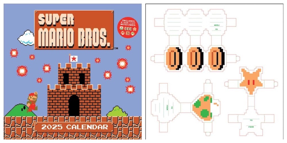 Super Mario Bros. 8-Bit Retro Duvar Takvimleri ve Kalıp Kesim Not Kartları