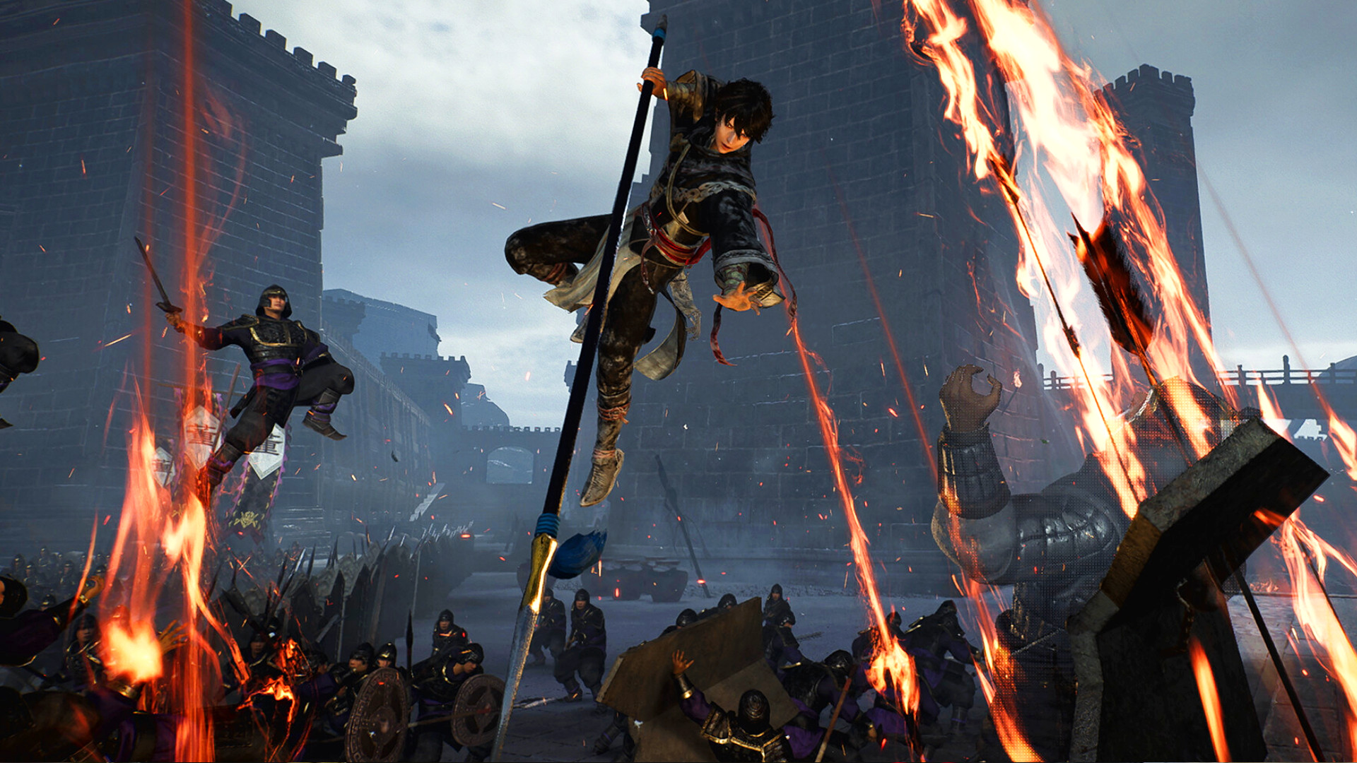 hanedanı-savaşçılar-kökenleri-steam-satış-inceleme-puan-başarı Dynasty Warriors Origins – Birkaç savaşçı alevli okların ortasında savaşa atlıyor.