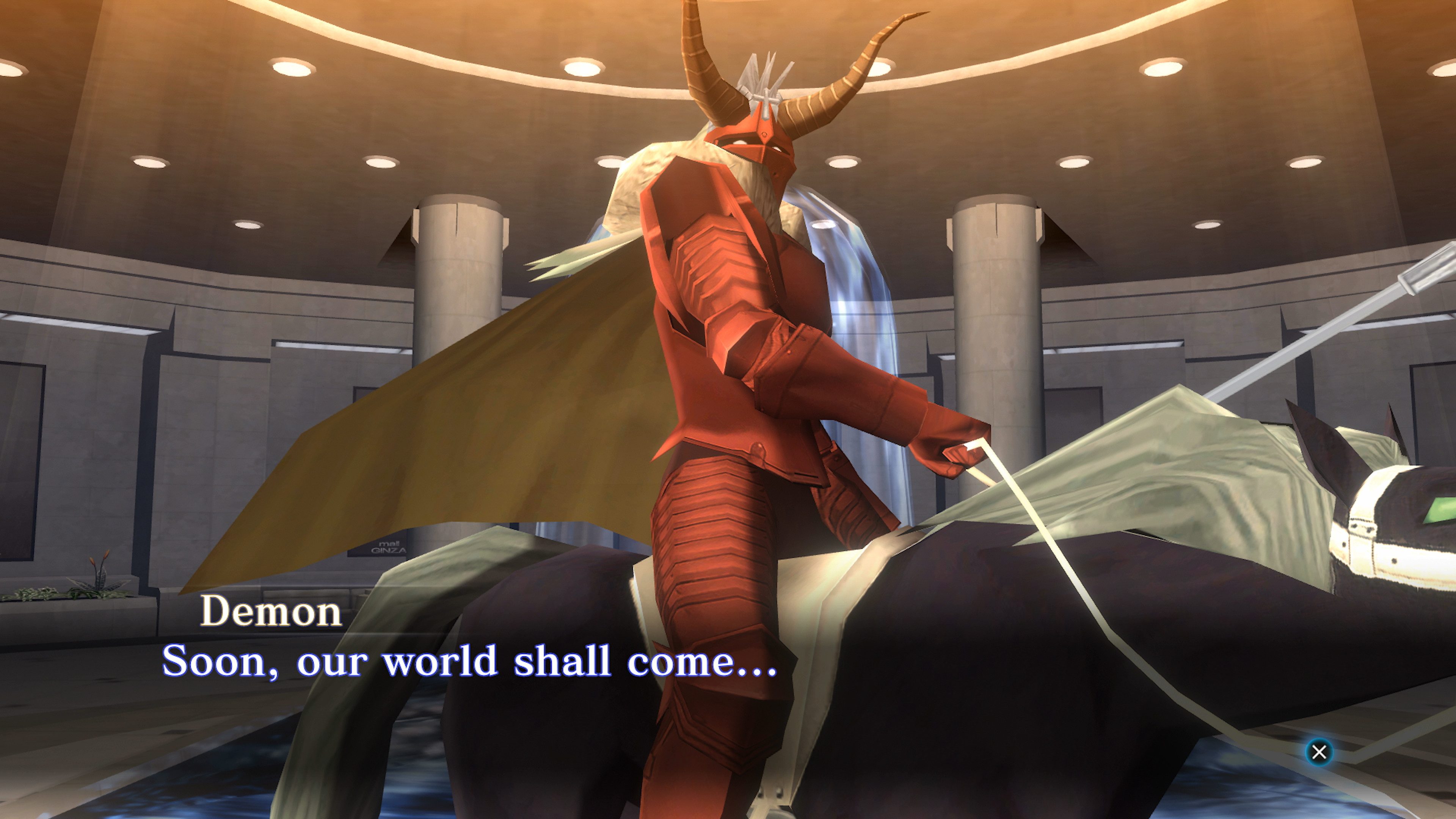 Shin Megami Tensei 3: Nocturne HD Remaster'da bir iblisle konuşan oyuncunun oyun içi ekran görüntüsü