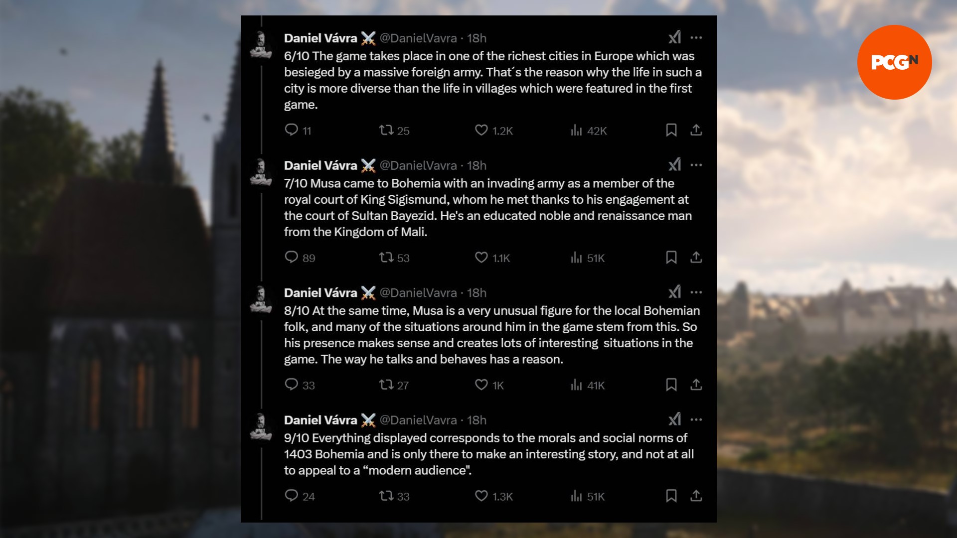 Kingdom Come Deliverance 2 geliştiricisinden oyundaki çeşitliliği, özellikle de Afrikalı karakter Musa'yı tartışan bir tweet