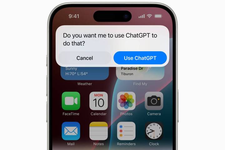 Kullanıcıdan ChatGPT onayını isteyen bir iPhone.