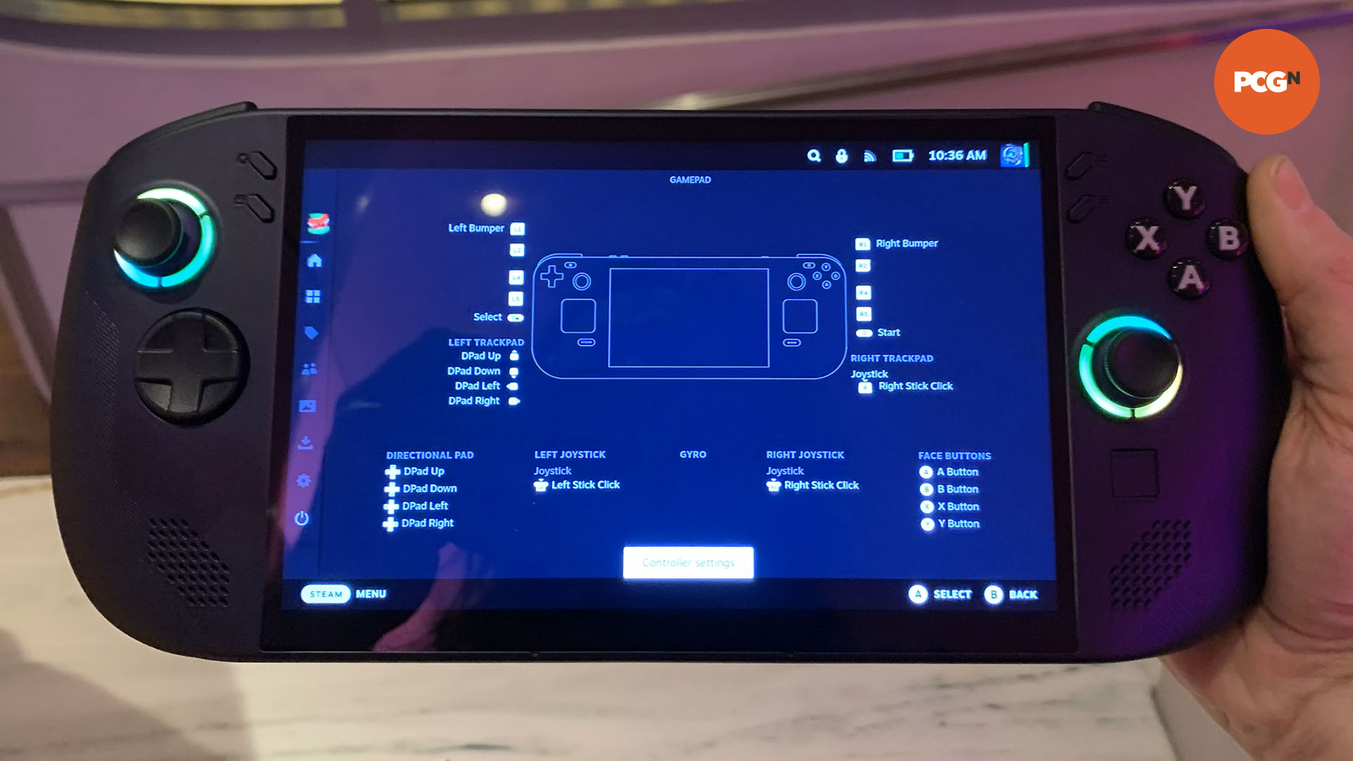 lenovo-legion-go-s-steam-kontrolleri Lenovo Legion Go S uygulamalı: SteamOS denetleyici ayarları.