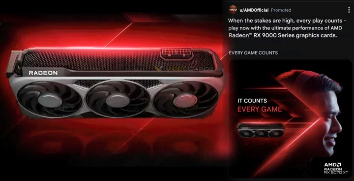 AMD RX 9070 XT için bir reklam.