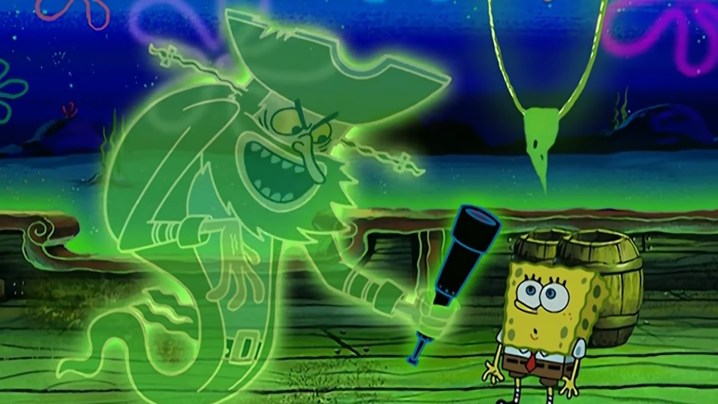 "Sünger Bob Kare Pantolon"da Uçan Hollandalı ile Sünger Bob.