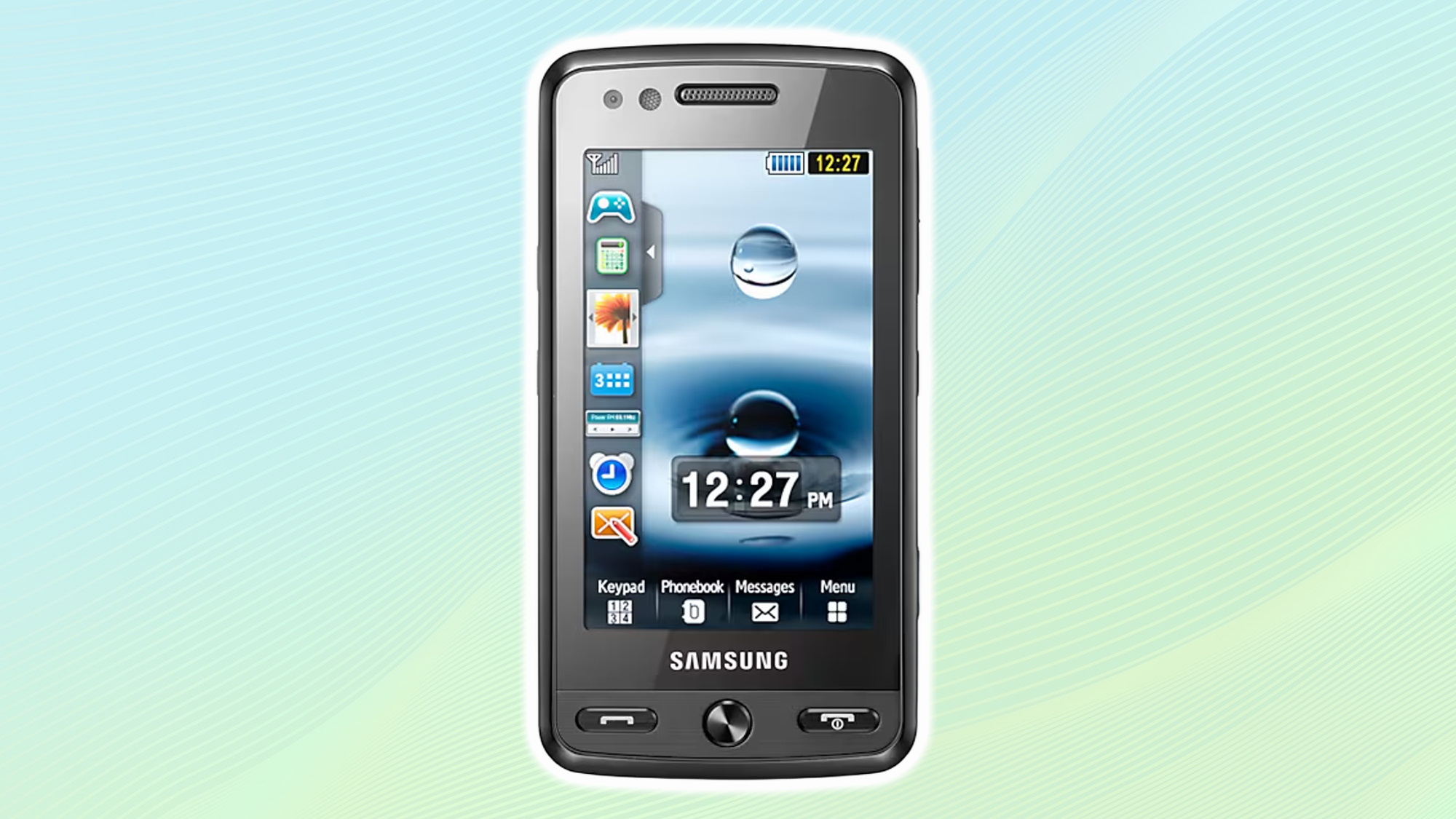 Samsung Pixon renkli bir arka plana dayanır.