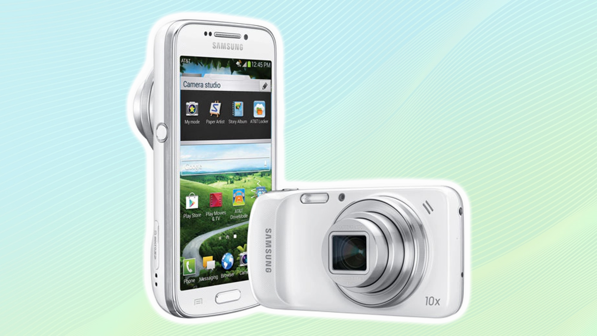 Samsung Galaxy S4 Zoom renkli arka plana karşı.
