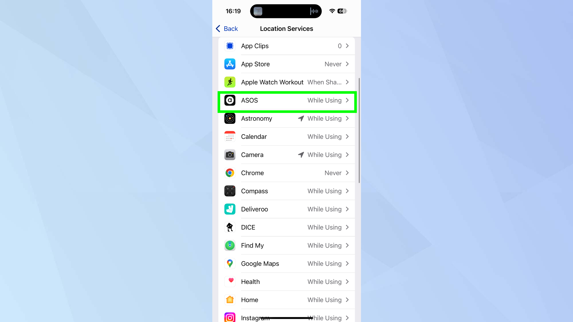 iPhone uygulama listesi 