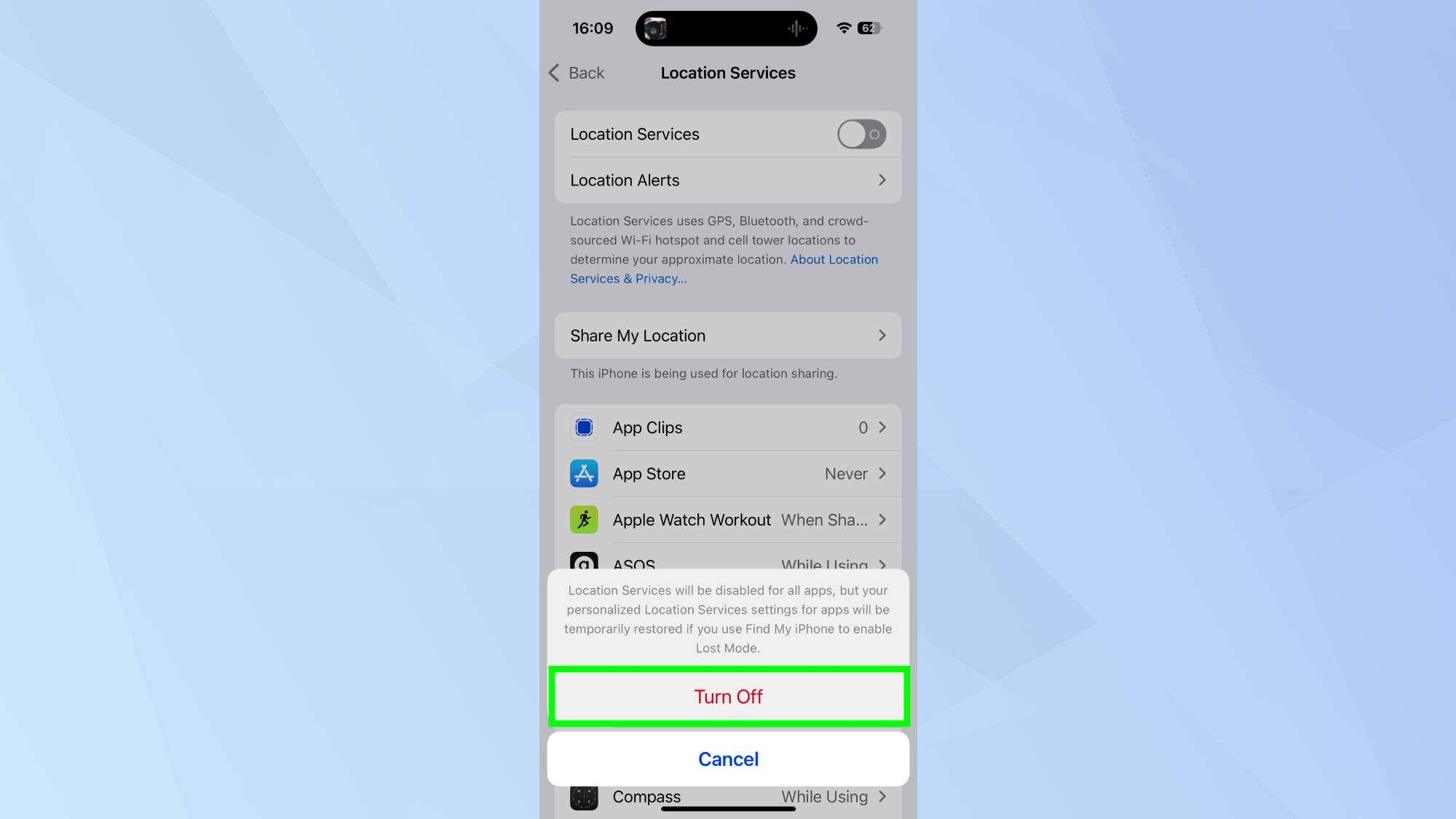 iPhone konum paylaşımını kapatma 