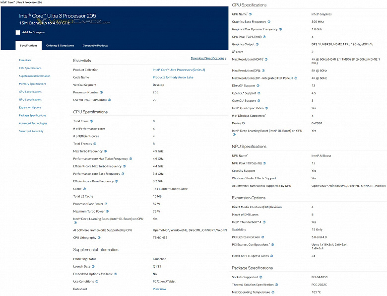 Intel, sekiz çekirdekli Core Ultra 3'ü piyasaya sürme konusundaki fikrini değiştirdi mi? Şirket, düşük seviye Core Ultra 3 205 modelini web sitesinden kaldırdı